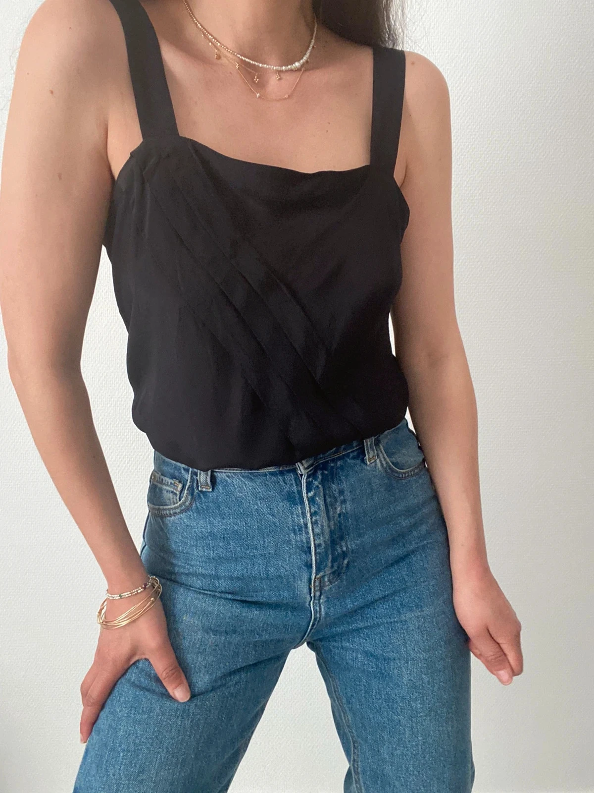 🌺Top met schouderbanden in retrostijl met plooien – photo 7